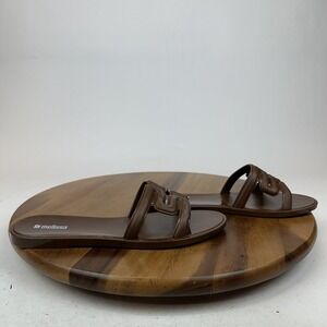 New Womens Melissa M Slides Brown Jelly Comfort Casual Slide Sandals Size 9 M